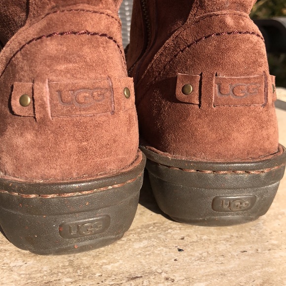 UGG Cognac Suede Kimbra Two-Button Zip Entry Boots 9 EUC - Picture 5 of 14